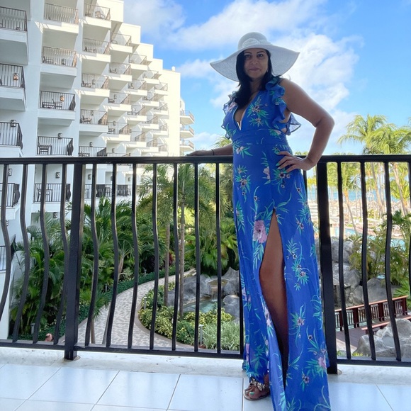 Blue ruffled floral dress/cover up - Picture 7 of 8